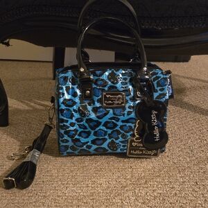 Hello Kitty Black and Blue Leopard Satchel LOUNGEFLY DISCONTINUED